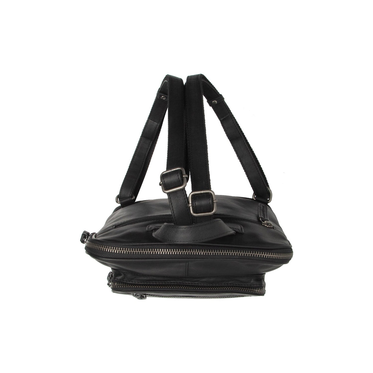 Floran Full-Grain Leather Backpack for Kvinner - Structured Side Profile Showing Gusset Depth &amp; Expansion Capacity