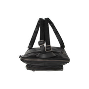 Floran Full-Grain Leather Backpack for Kvinner - Structured Side Profile Showing Gusset Depth &amp; Expansion Capacity