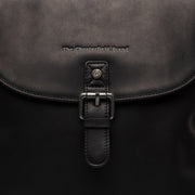 Vermont Full-Grain Leather Backpack for Kvinner - Structured Side Profile Showing Gusset Depth &amp; Expansion Capacity