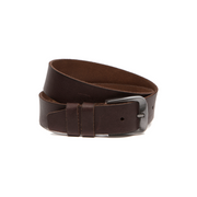 Solid Antique Brass Hardware &amp; Heavy-Duty Dual Zipper Detail on Copper Full-Grain Leather Belt for Herre