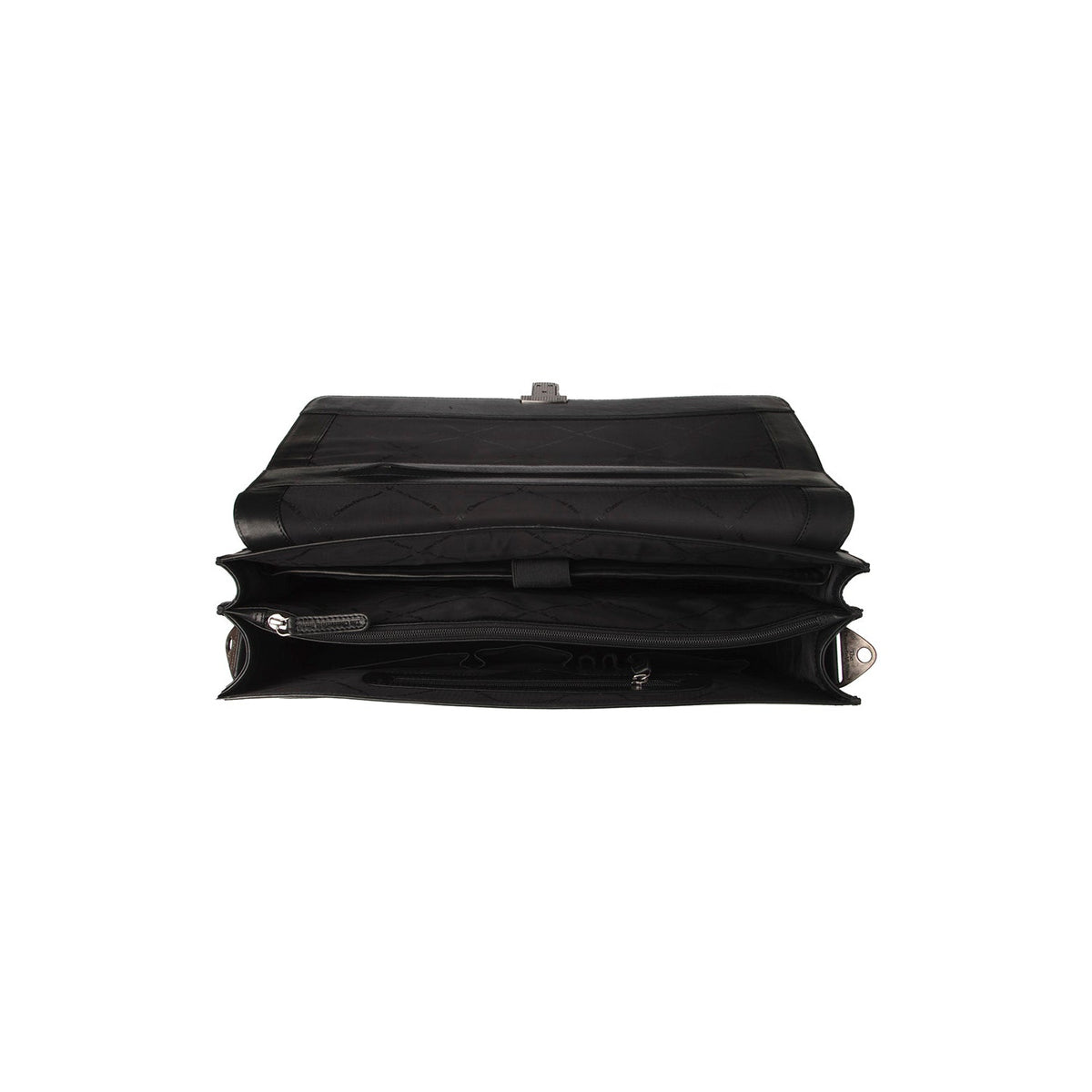 Solid Antique Brass Hardware &amp; Heavy-Duty Dual Zipper Detail on Salvatore Full-Grain Leather Briefcase for Herre