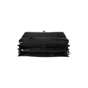 Solid Antique Brass Hardware &amp; Heavy-Duty Dual Zipper Detail on Salvatore Full-Grain Leather Briefcase for Herre