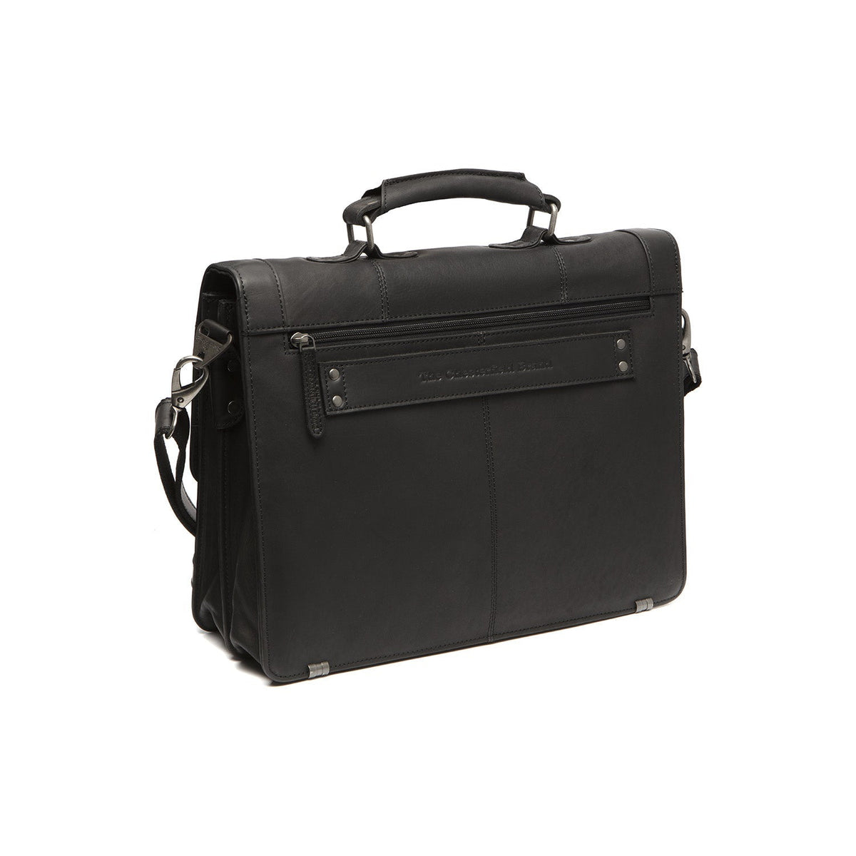 Solid Antique Brass Hardware &amp; Heavy-Duty Dual Zipper Detail on Stuttgart Full-Grain Leather Briefcase for Kvinner