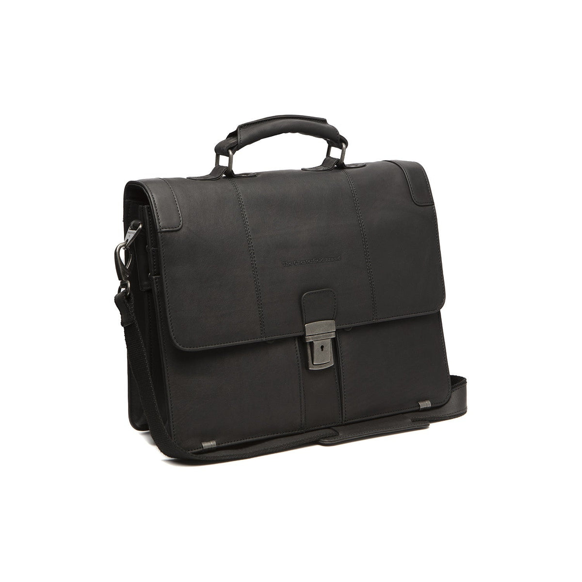 Stuttgart Full-Grain Leather Briefcase for Kvinner in Classic 100% Full-Grain Leather - Full Exterior Front Profile View | Buy Online