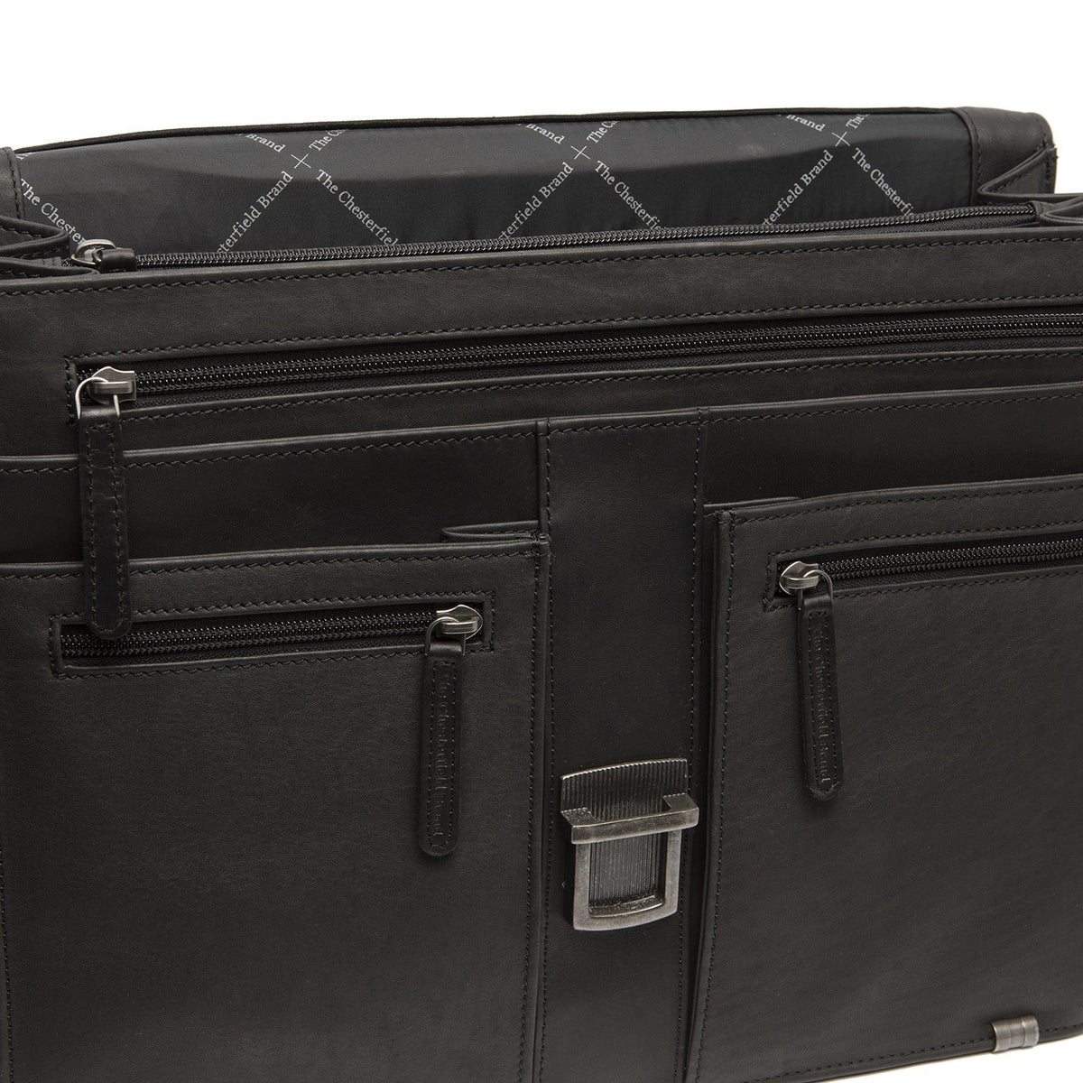 Stuttgart Full-Grain Leather Briefcase for Kvinner - Structured Side Profile Showing Gusset Depth &amp; Expansion Capacity