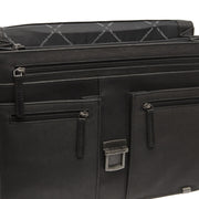 Stuttgart Full-Grain Leather Briefcase for Kvinner - Structured Side Profile Showing Gusset Depth &amp; Expansion Capacity