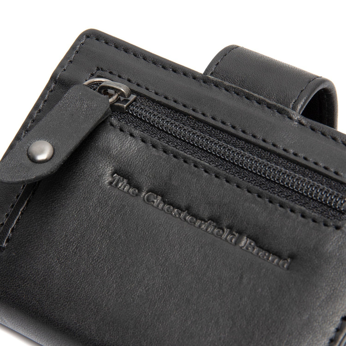 Solid Antique Brass Hardware &amp; Heavy-Duty Dual Zipper Detail on Barrea Full-Grain Leather Card Holder for Kvinner