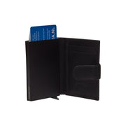 Solid Antique Brass Hardware &amp; Heavy-Duty Dual Zipper Detail on Hannover Full-Grain Leather Card Holder for Kvinner