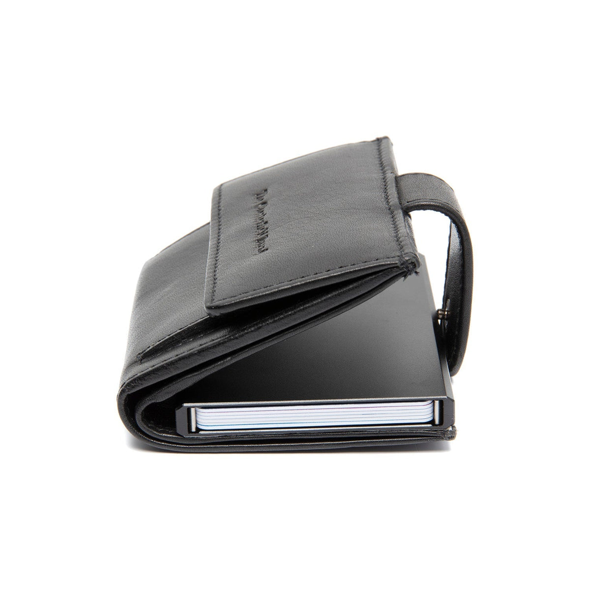Lesina Full-Grain Leather Card Holder for Kvinner - Structured Side Profile Showing Gusset Depth &amp; Expansion Capacity