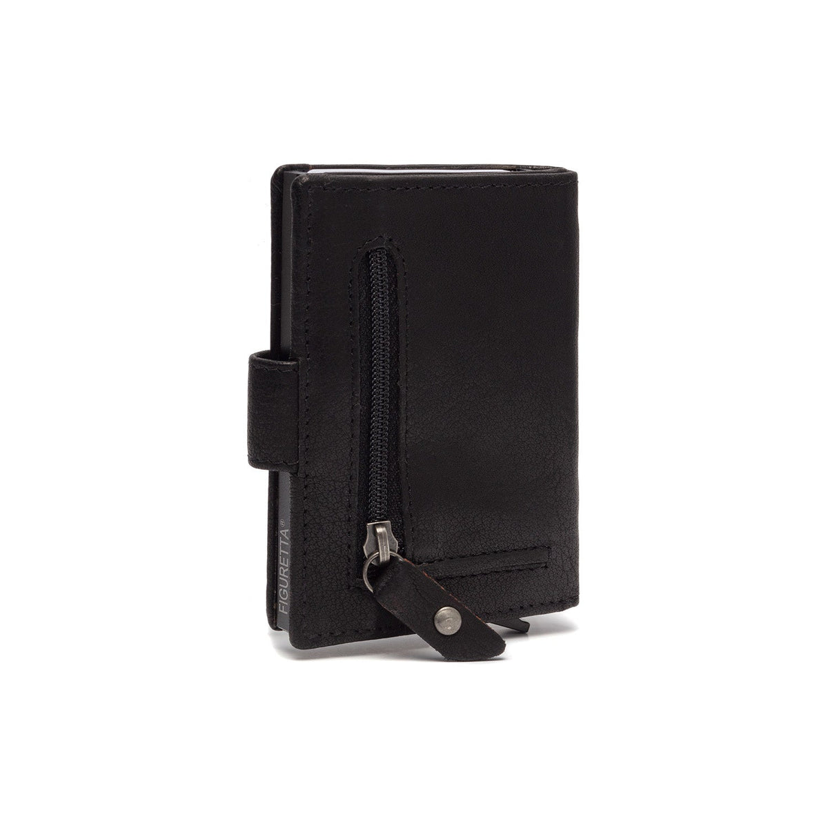 Solid Antique Brass Hardware &amp; Heavy-Duty Dual Zipper Detail on Prague Full-Grain Leather Card Holder for Kvinner