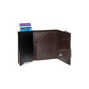 Varrano Full-Grain Leather Card Holder for Kvinner - Structured Side Profile Showing Gusset Depth &amp; Expansion Capacity