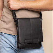 
Classic 100% Full-Grain leather Bag - Rear Perspective Showing Reinforced Leather Straps & Stitching