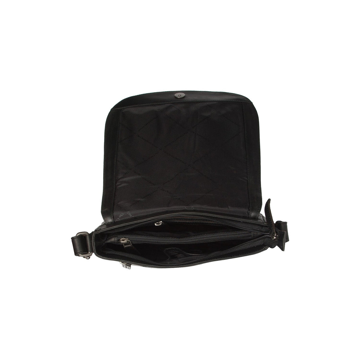 Everglades Full-Grain Leather Crossbody Bag for Kvinner - Structured Side Profile Showing Gusset Depth &amp; Expansion Capacity