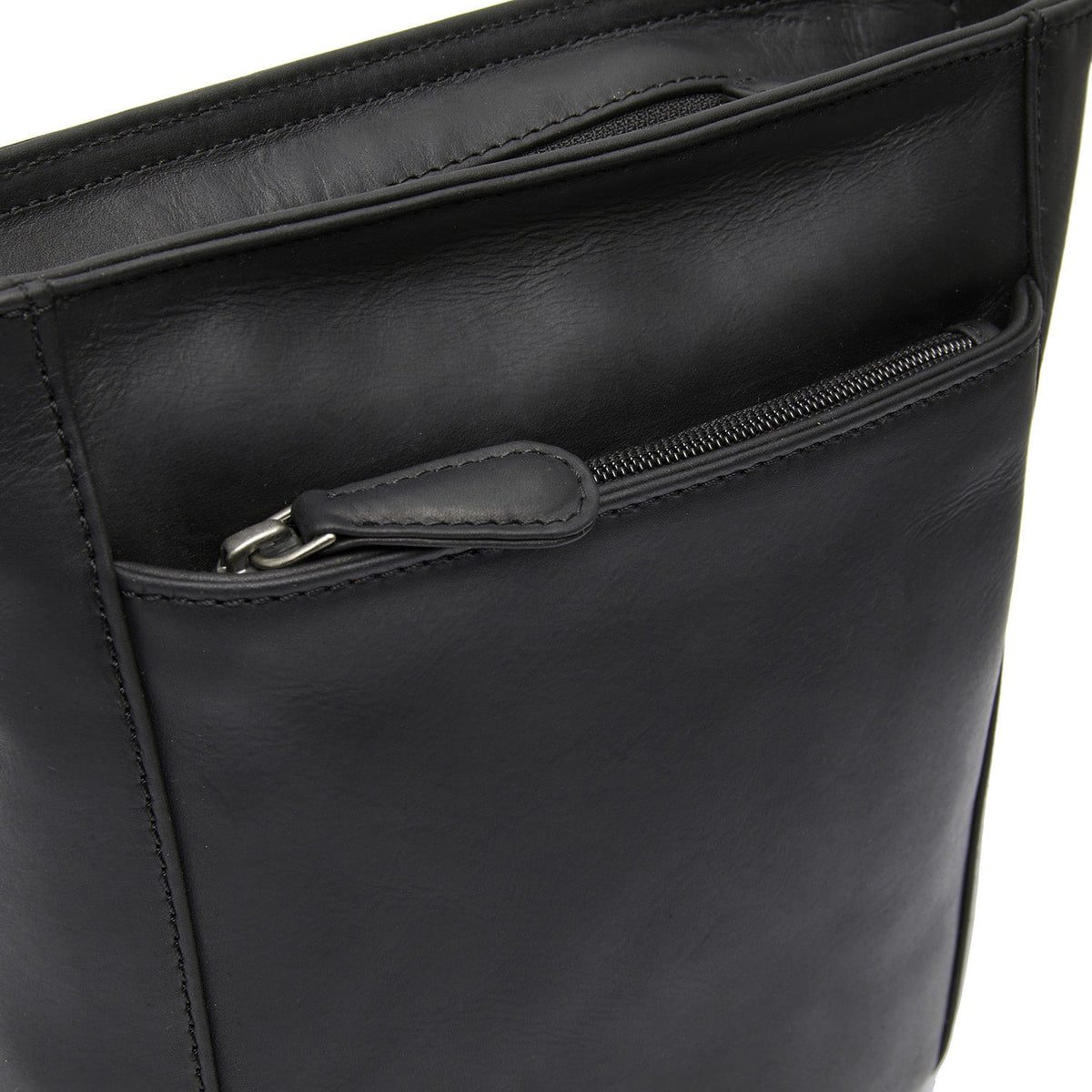 
Fintona Full-Grain Leather Crossbody Bag - Structured Side Profile Showing Gusset Depth & Expansion Capacity