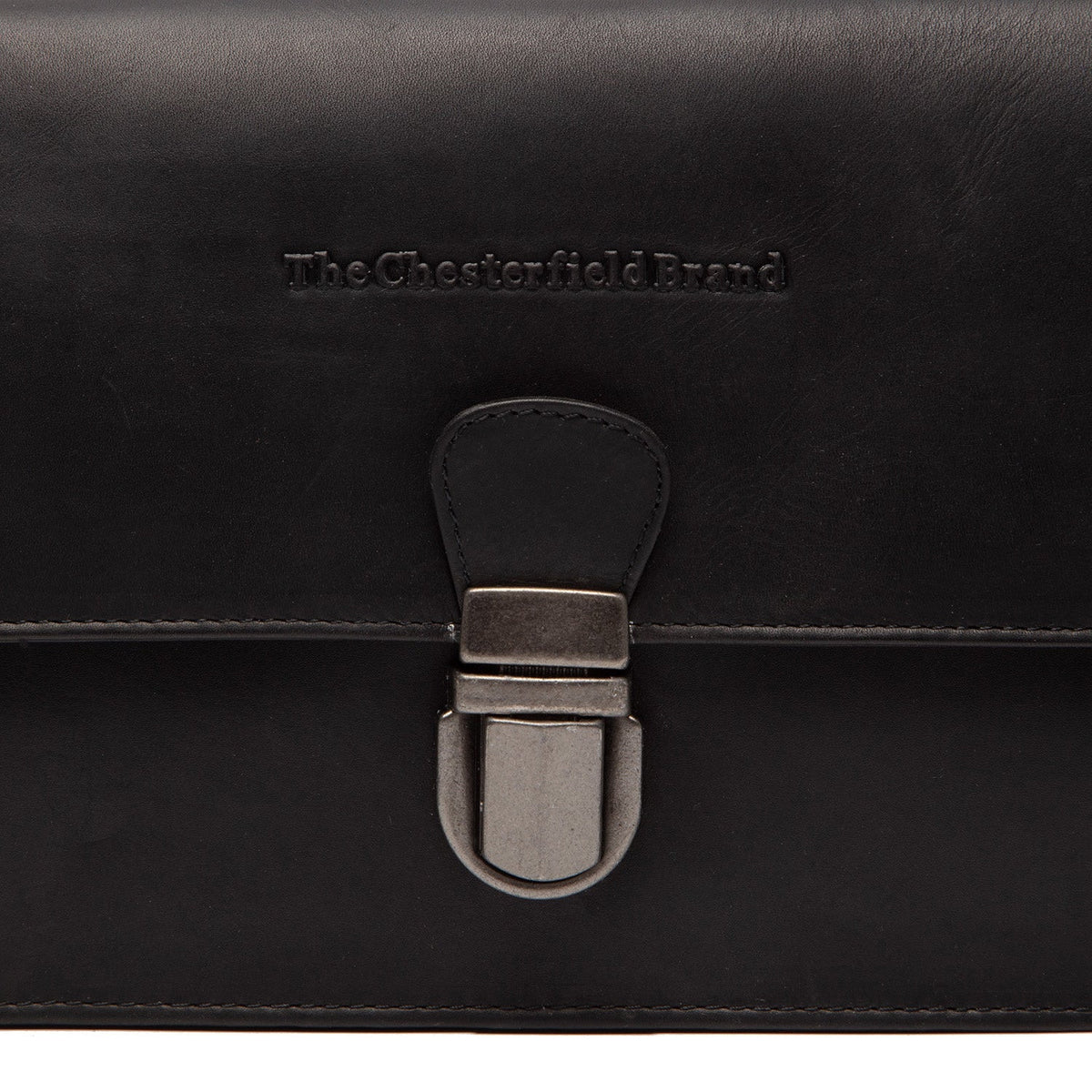 
Lucca Full-Grain Leather Crossbody Bag - Structured Side Profile Showing Gusset Depth & Expansion Capacity