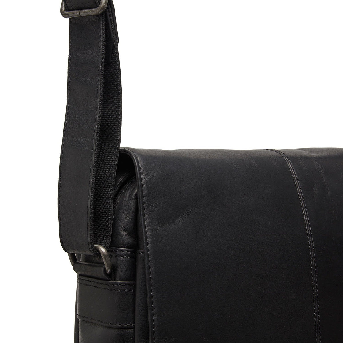 Raphael Full-Grain Leather Crossbody Bag for Herre - Structured Side Profile Showing Gusset Depth &amp; Expansion Capacity