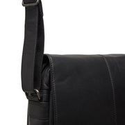 Raphael Full-Grain Leather Crossbody Bag for Herre - Structured Side Profile Showing Gusset Depth &amp; Expansion Capacity