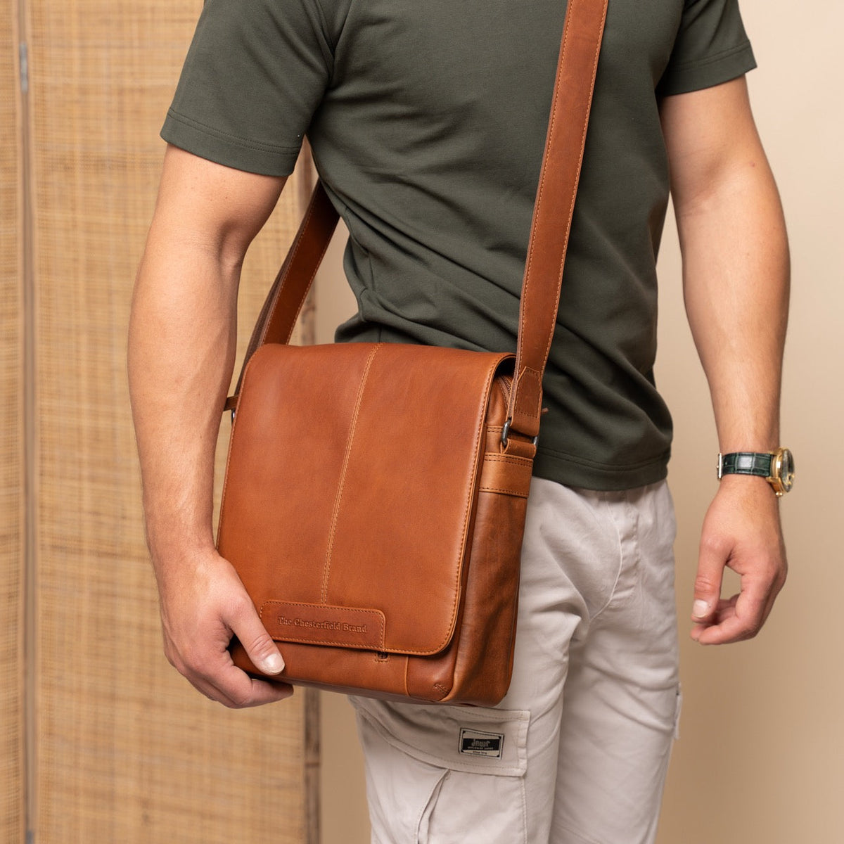 Raphael Full-Grain Leather Crossbody Bag for Herre – alternate product view 2
