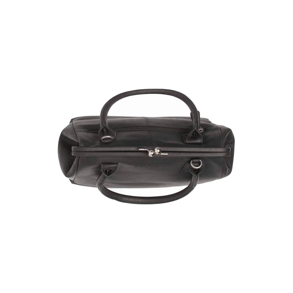 Close-Up Detail of Classic Collar &amp; Heavy-Duty Zipper Hardware on Dorin Full-Grain Leather Handbag for Kvinner