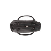 Close-Up Detail of Classic Collar &amp; Heavy-Duty Zipper Hardware on Dorin Full-Grain Leather Handbag for Kvinner
