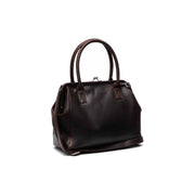 Tailored Rib Cuffs &amp; Hem Craftsmanship Construction Detail on Dorin Full-Grain Leather Handbag for Kvinner