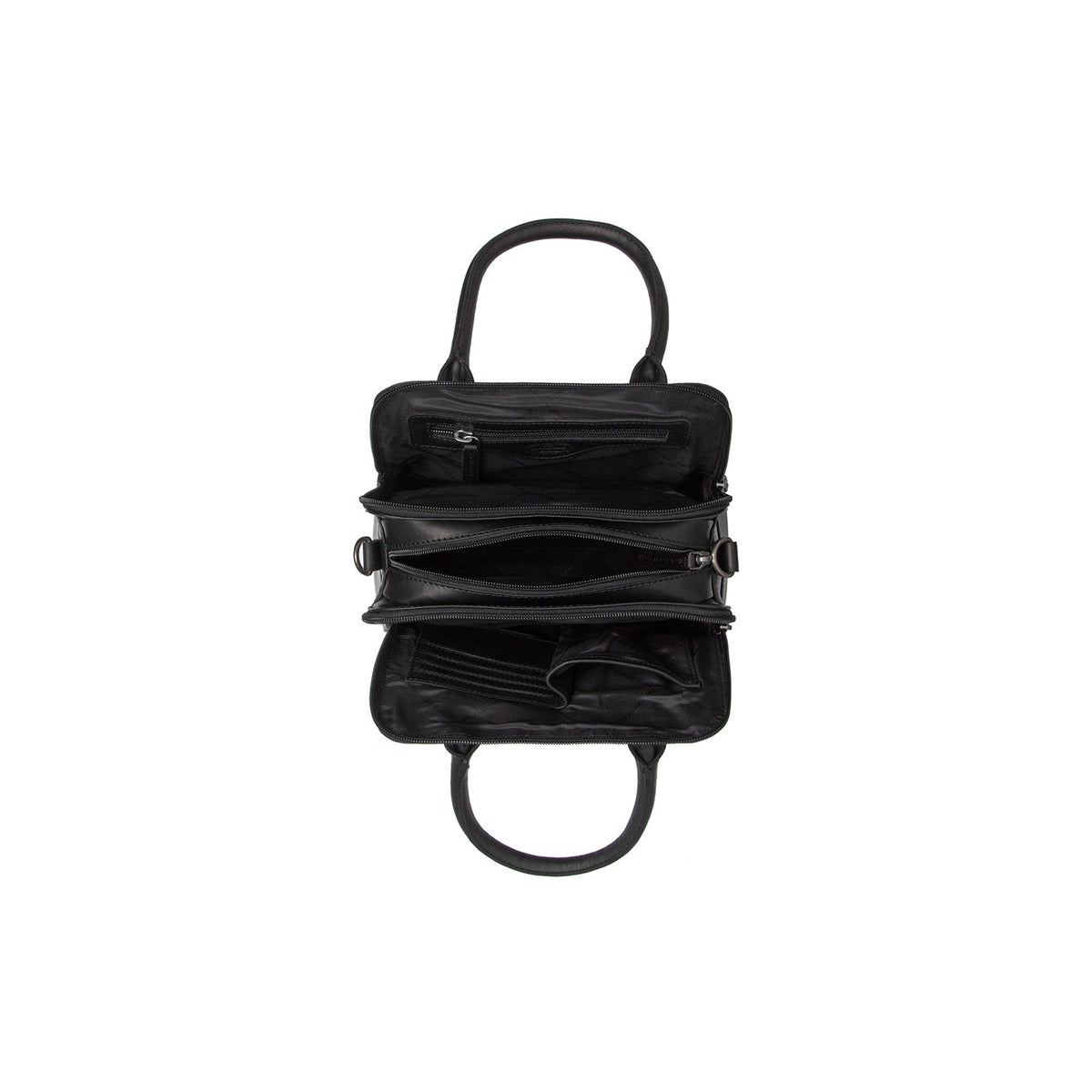 Close-Up Detail of Classic Collar &amp; Heavy-Duty Zipper Hardware on Ezra Full-Grain Leather Handbag for Kvinner
