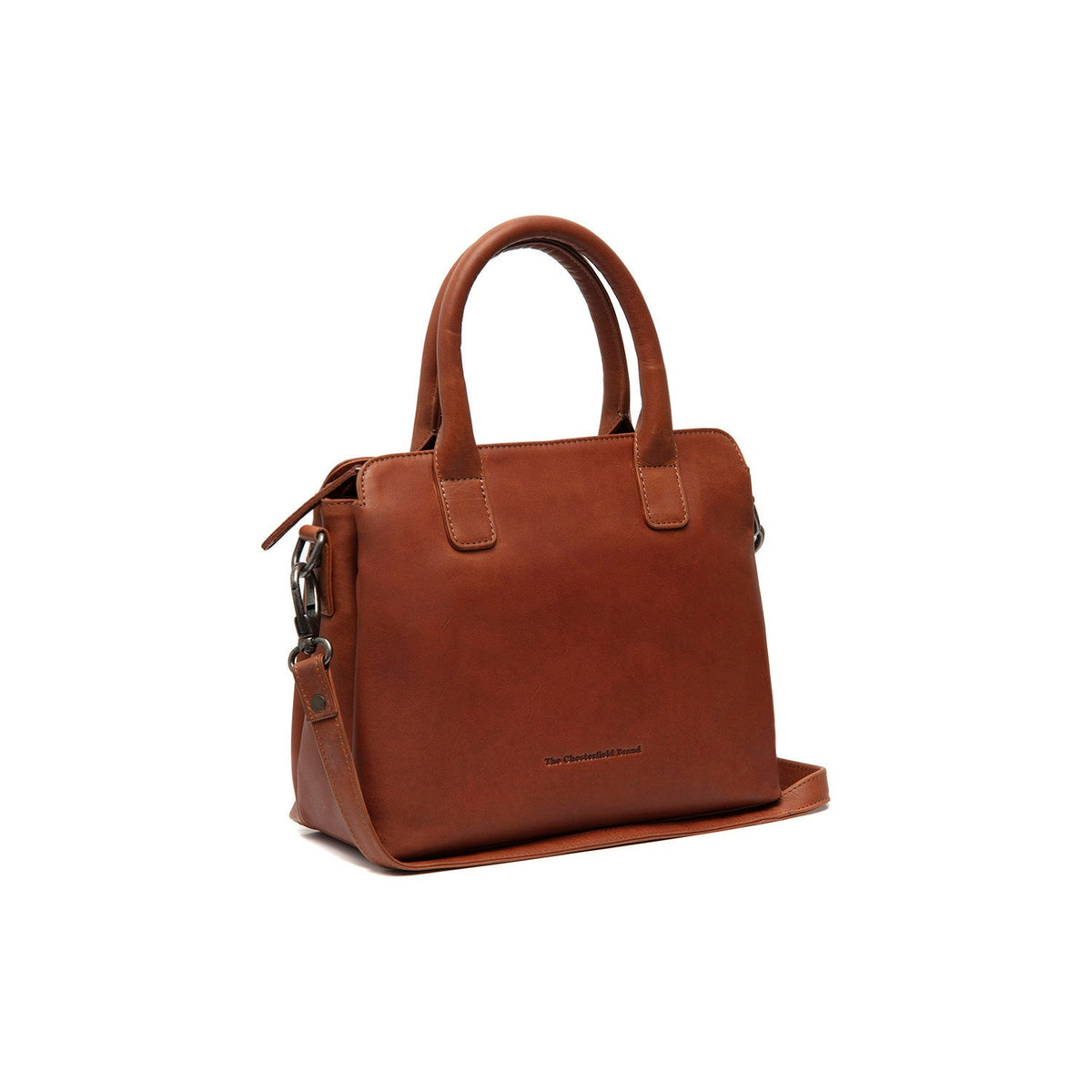 Tailored Rib Cuffs &amp; Hem Craftsmanship Construction Detail on Hermosa Full-Grain Leather Handbag for Kvinner