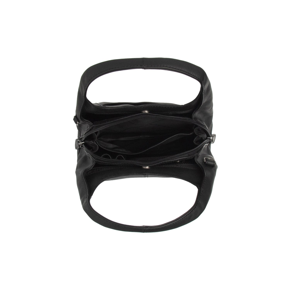 Close-Up Detail of Classic Collar &amp; Heavy-Duty Zipper Hardware on Lunera Full-Grain Leather Handbag for Kvinner