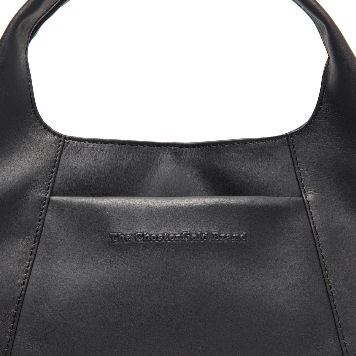 Close-Up Detail of Classic Collar &amp; Heavy-Duty Zipper Hardware on Salina Full-Grain Leather Handbag for Kvinner