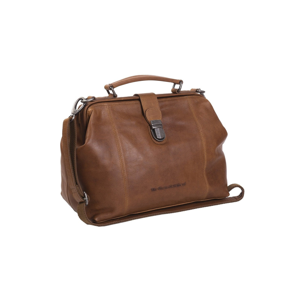 Tailored Rib Cuffs &amp; Hem Craftsmanship Construction Detail on Shaun Full-Grain Leather Handbag for Kvinner