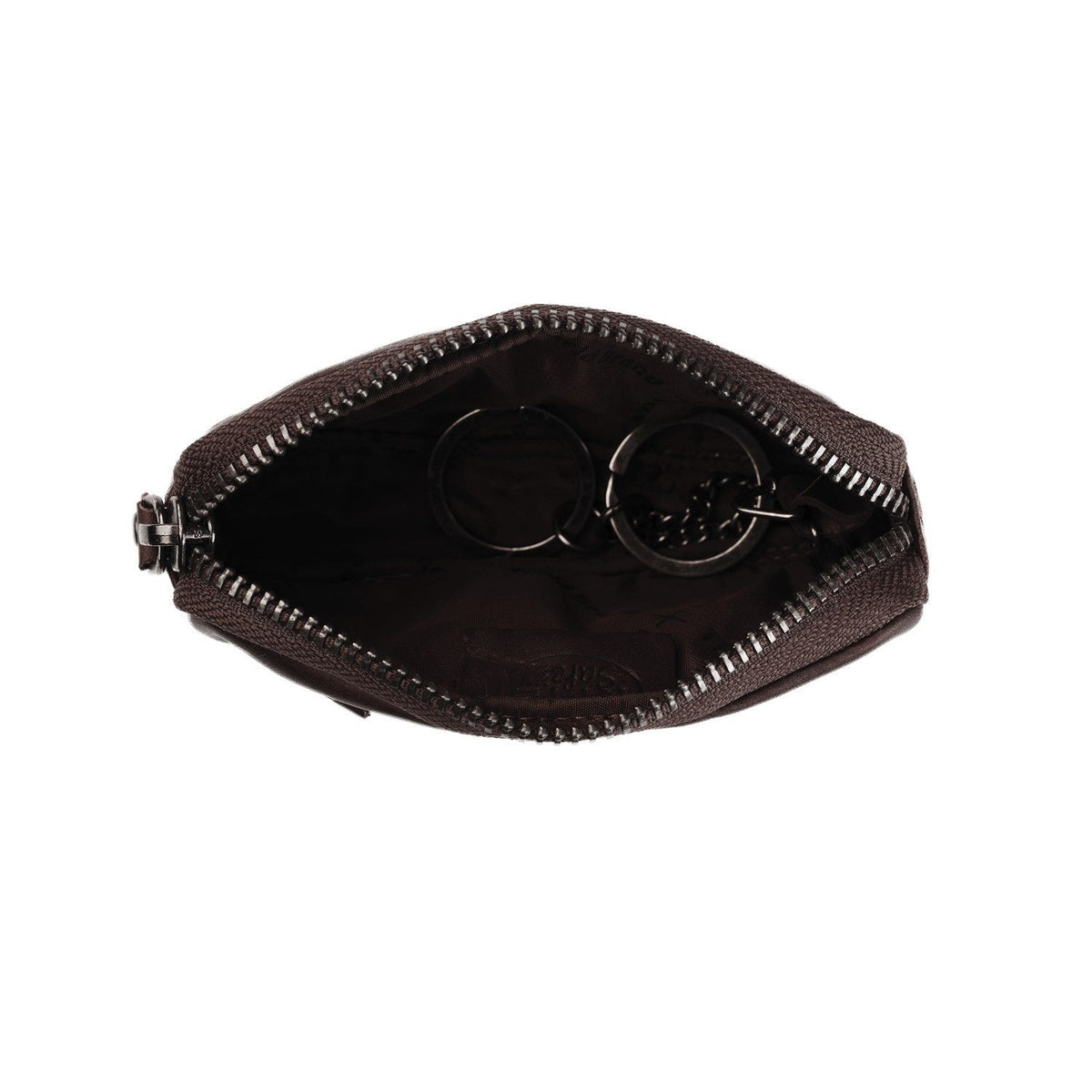 Tailored Rib Cuffs &amp; Hem Craftsmanship Construction Detail on Corey Full-Grain Leather Key Case for Kvinner