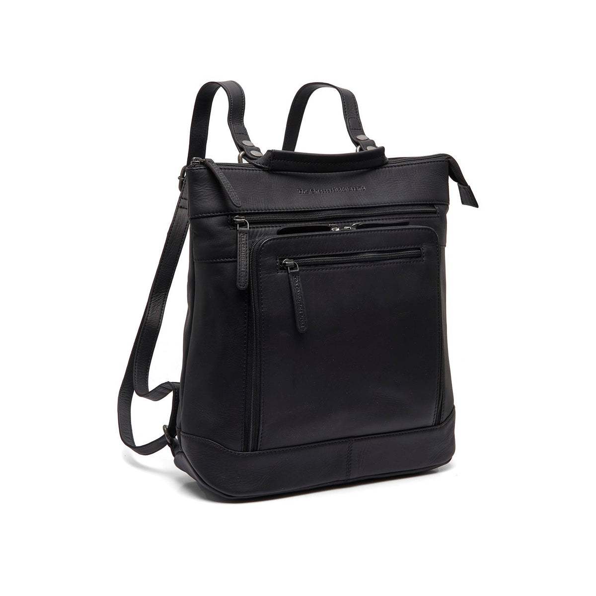 Caldero Full-Grain Leather Laptop Backpack for Kvinner in Classic 100% Full-Grain Leather - Full Exterior Front Profile View | Buy Online