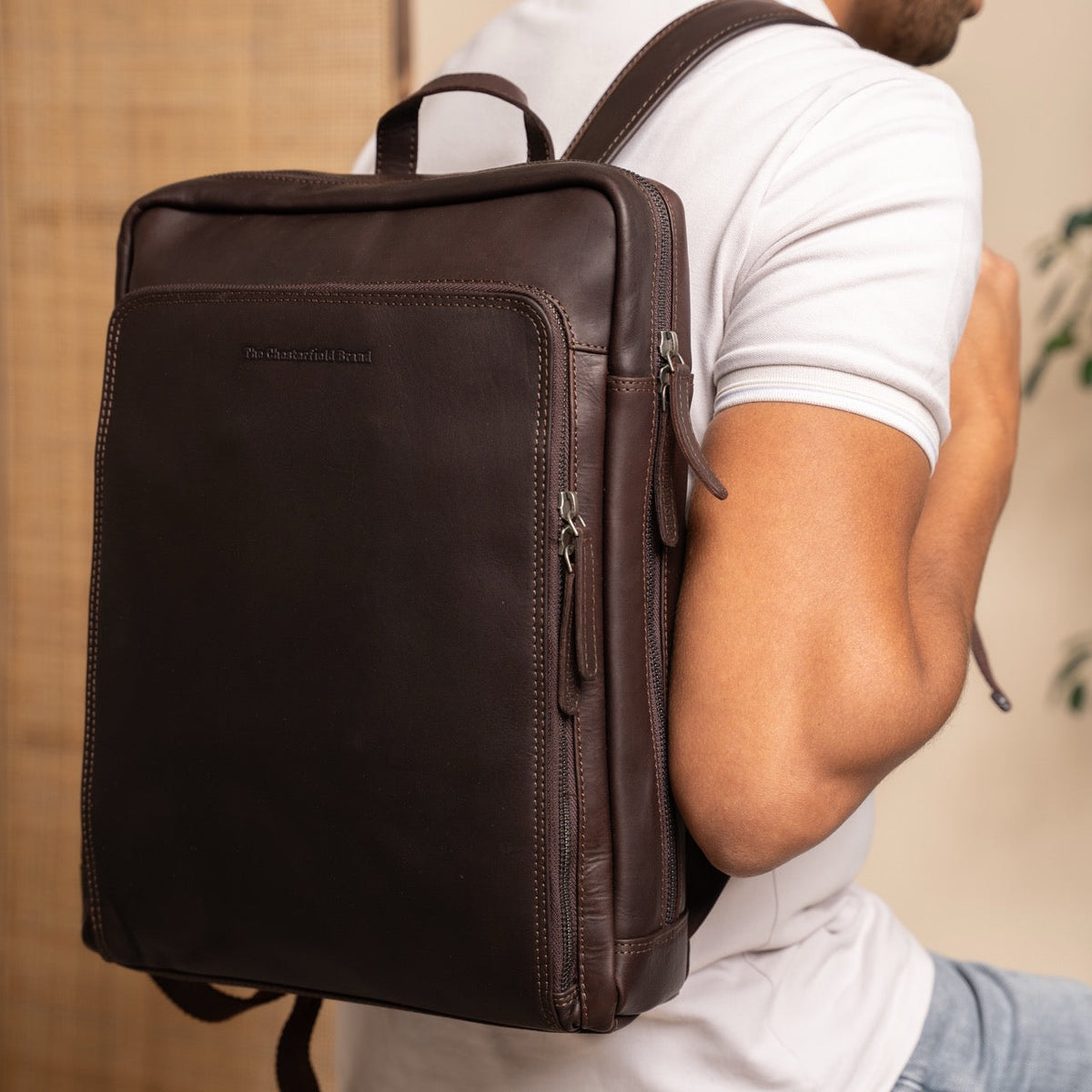 Jasper Full-Grain Leather Laptop Backpack for Kvinner – alternate product view 2