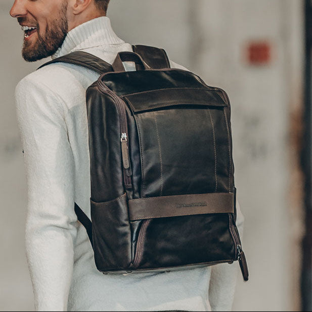 Rich Full-Grain Leather Laptop Backpack for Herre – alternate product view 2