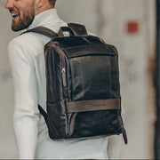 Rich Full-Grain Leather Laptop Backpack for Herre – alternate product view 2