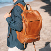 Rich Full-Grain Leather Laptop Backpack for Herre – alternate product view 2