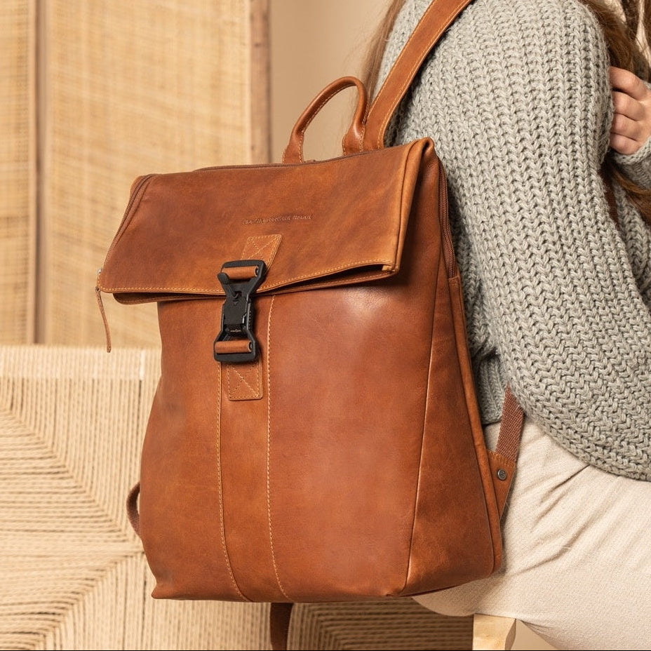 Savona Full-Grain Leather Laptop Backpack for Kvinner – alternate product view 2