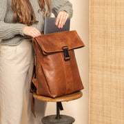 Savona Full-Grain Leather Laptop Backpack for Kvinner – alternate product view 3