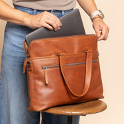 Elvas Full-Grain Leather Laptop Bag for Kvinner – alternate product view 2