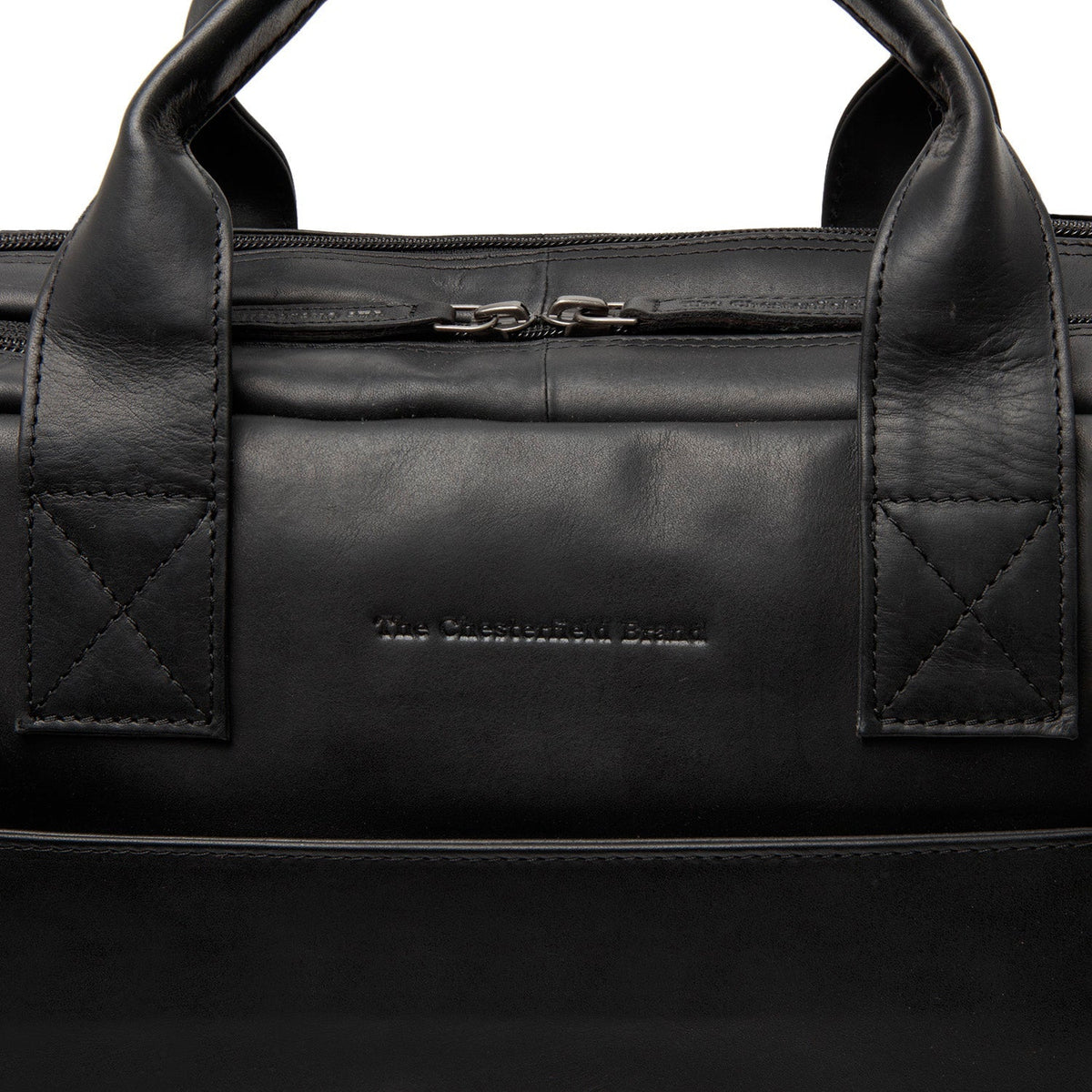 Solid Antique Brass Hardware &amp; Heavy-Duty Dual Zipper Detail on Frazer Full-Grain Leather Laptop Bag for Kvinner