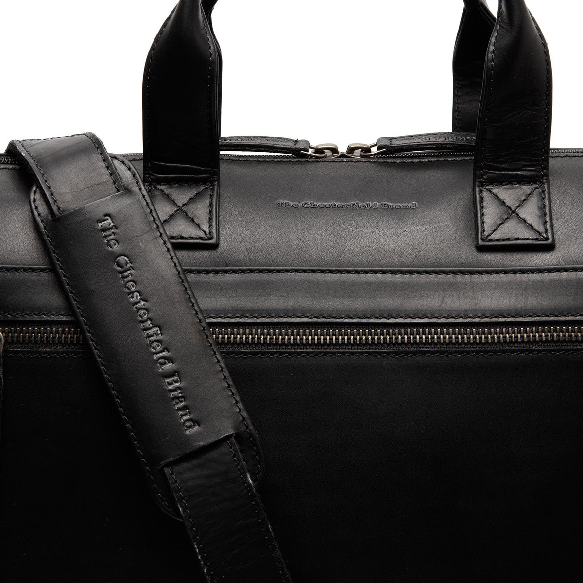 Solid Antique Brass Hardware &amp; Heavy-Duty Dual Zipper Detail on Levanto Full-Grain Leather Laptop Bag for Kvinner