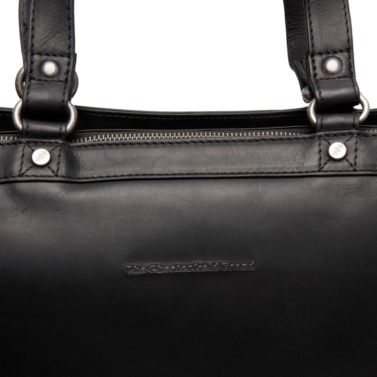 
Solid Antique Brass Hardware & Heavy-Duty Dual Zipper Detail on Manly Full-Grain Leather Laptop Bag