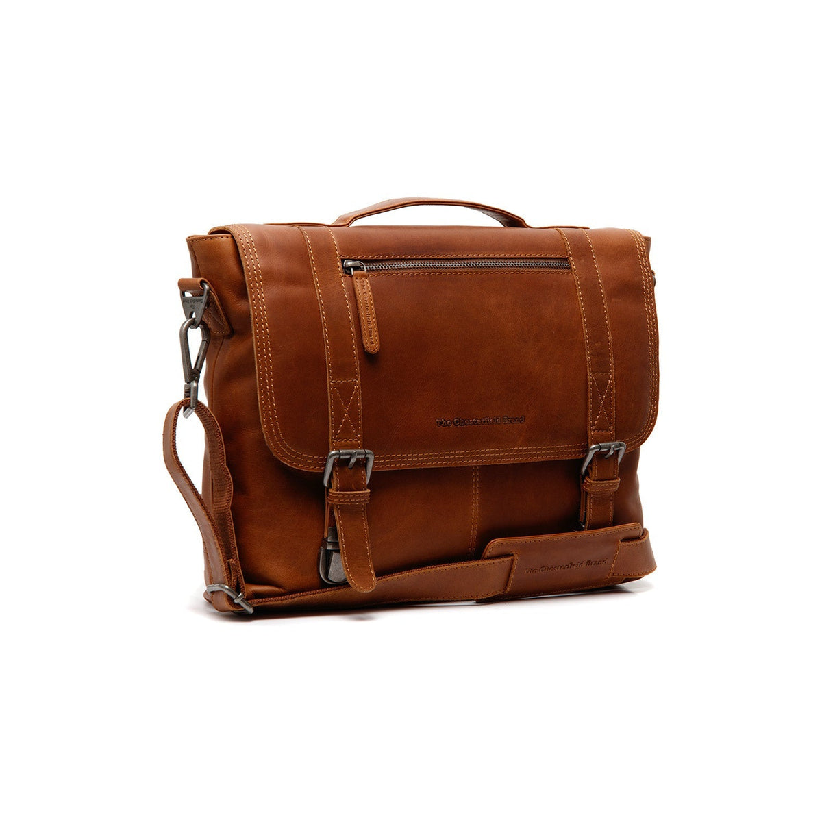 Veneto Full-Grain Leather Laptop Bag for Kvinner in Classic 100% Full-Grain Leather - Full Exterior Front Profile View | Buy Online