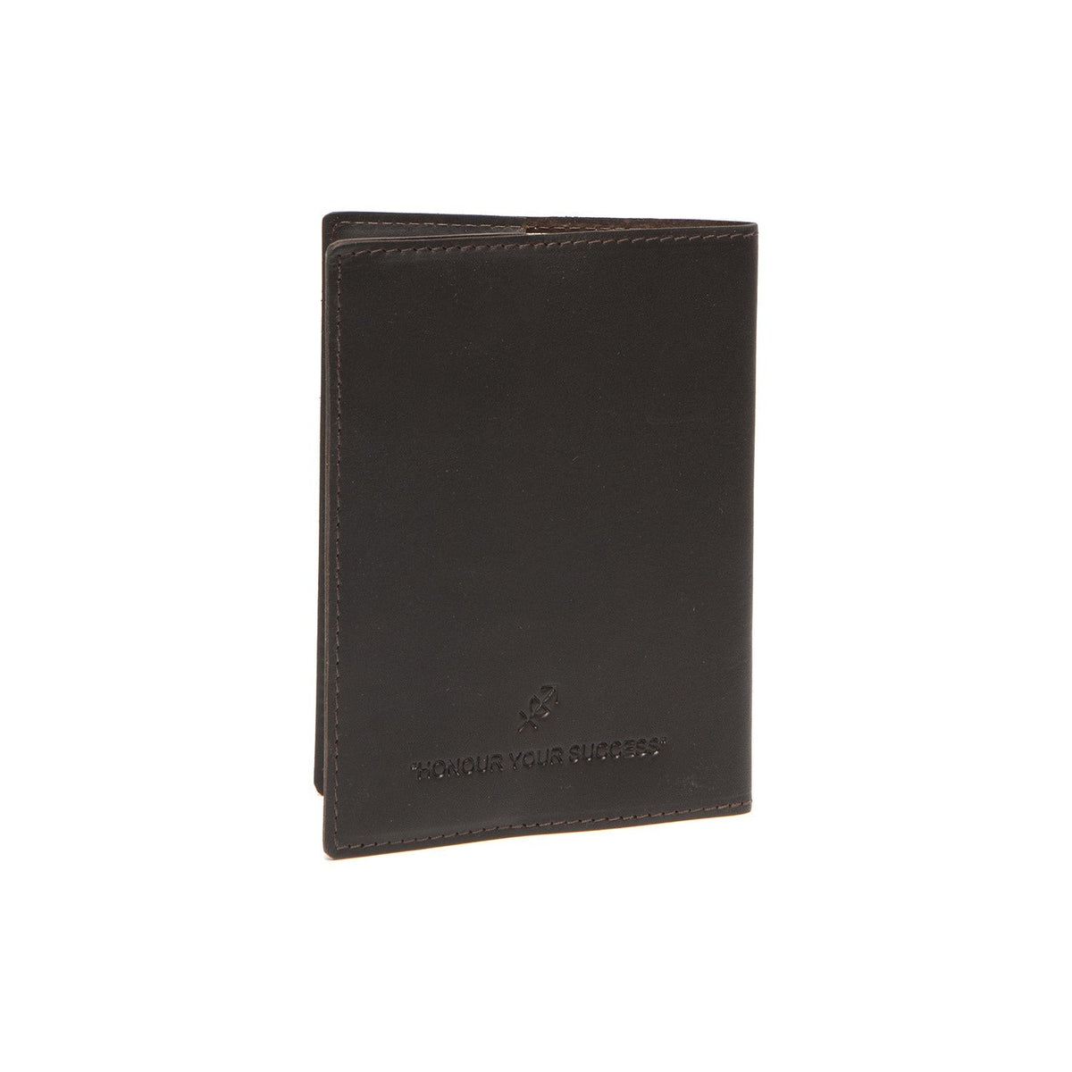 Styled Fit Perspective of Leather Passport Case for Kvinner on Model - Natural Daylight Drape