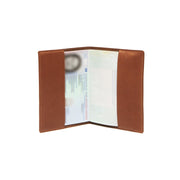Cognac Leather Passport Case for Kvinner, detail view 3