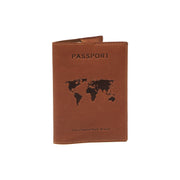 Cognac Leather Passport Case for Kvinner, front view