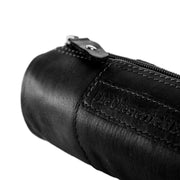 Close-Up Detail of Classic Collar &amp; Heavy-Duty Zipper Hardware on Leather Pencil Case Lea for Kvinner