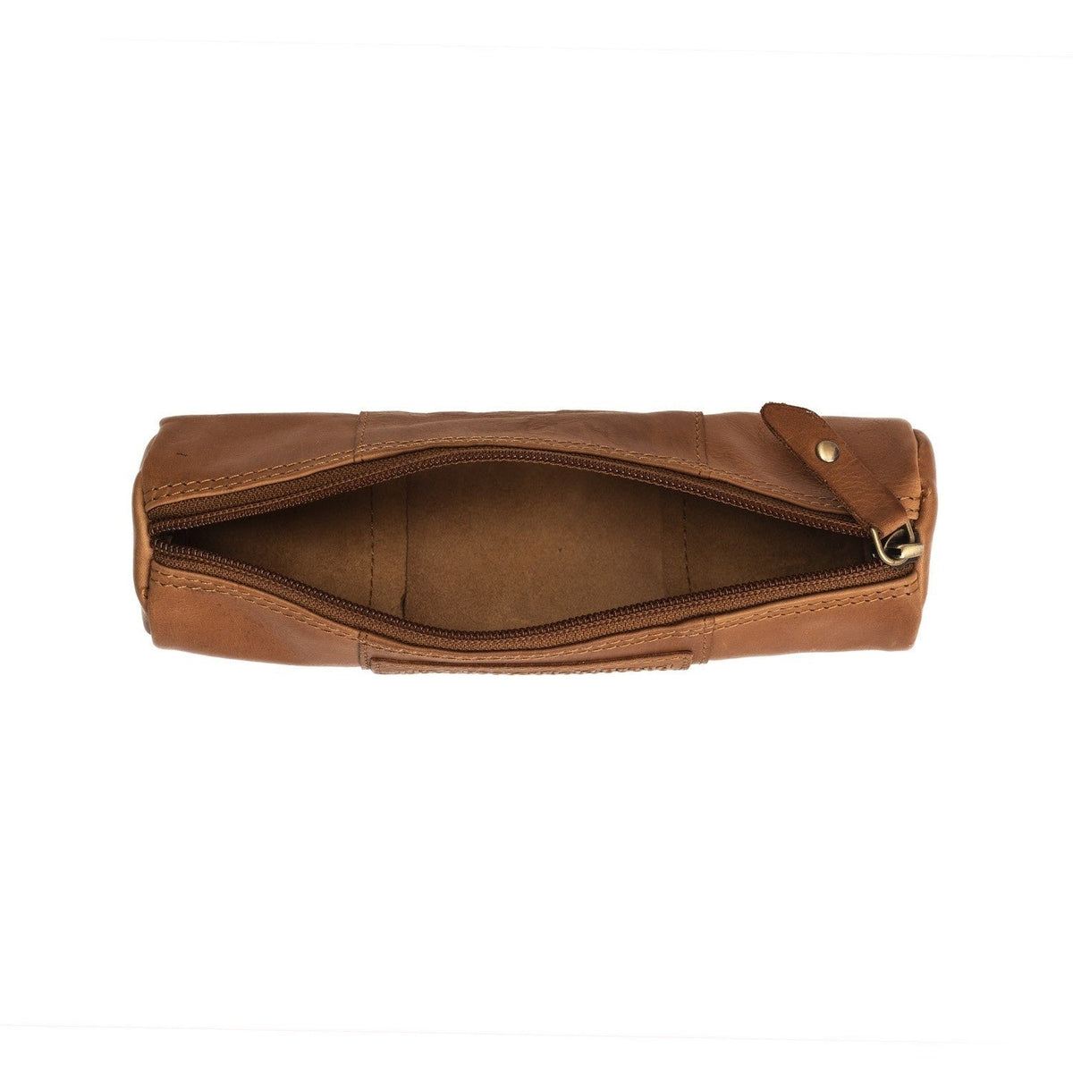 Cognac Leather Pencil Case Lea for Kvinner, detail view 1