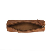 Cognac Leather Pencil Case Lea for Kvinner, detail view 1