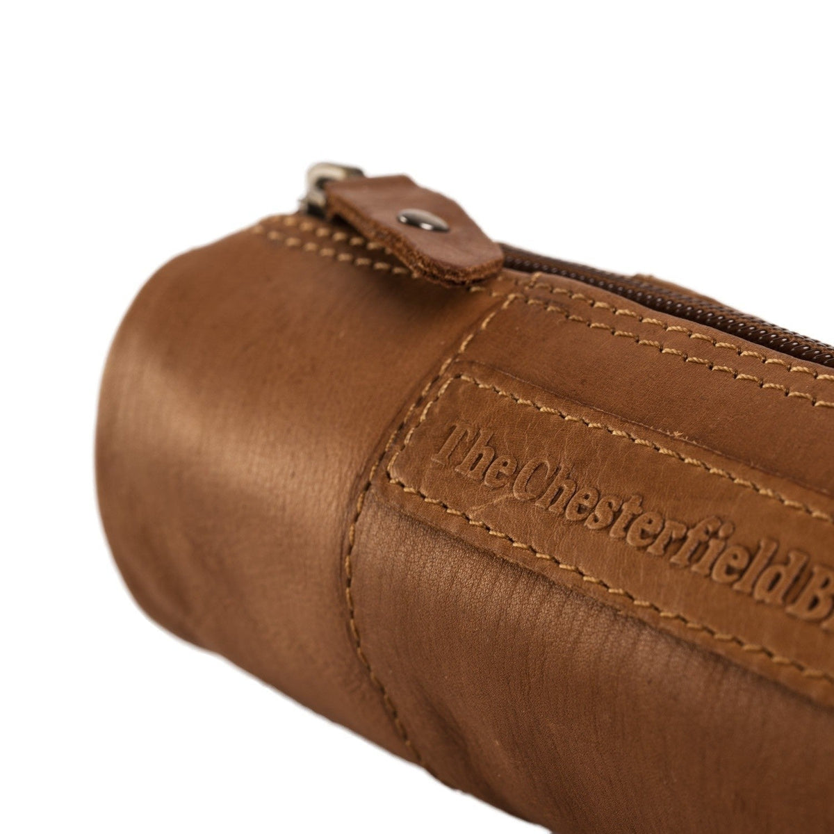 Cognac Leather Pencil Case Lea for Kvinner, detail view 3